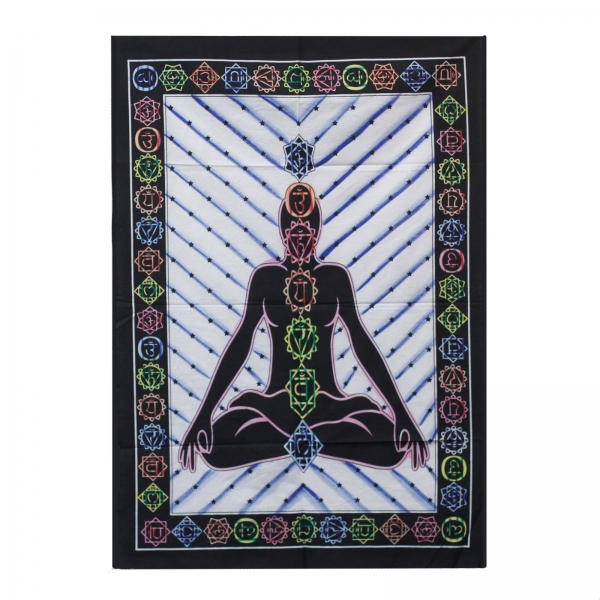 Indisches Baumwoll-Wandtuch Chakre Buddha handbemalt